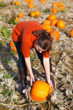 Kabak sahada çalışan genç kadın