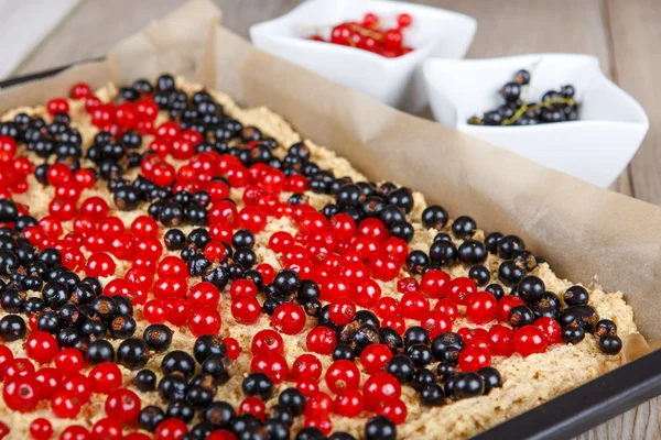 Pastel de bayas de grosella roja y negra fresca — Foto de Stock