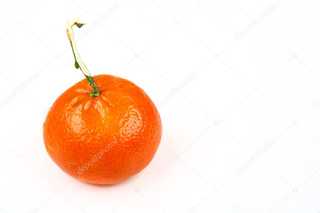 One clementine mandarin oranges. Horizontal format isolated on w