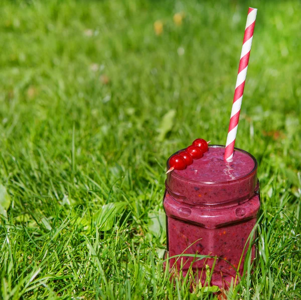 Färsk smoothie drink med olika bär som hälsosam frukost — Stockfoto