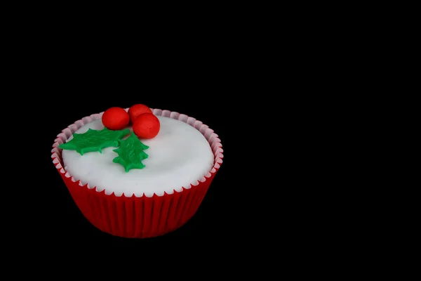 Kerstmis cupcake met witte fondant glazuur — Stockfoto