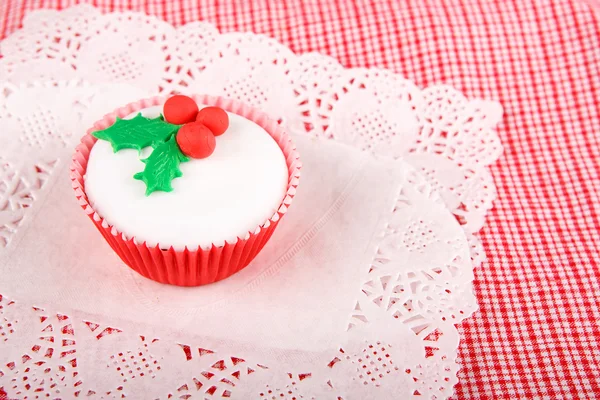 Christmas cupcake with white fondant frosting — Stock Photo, Image