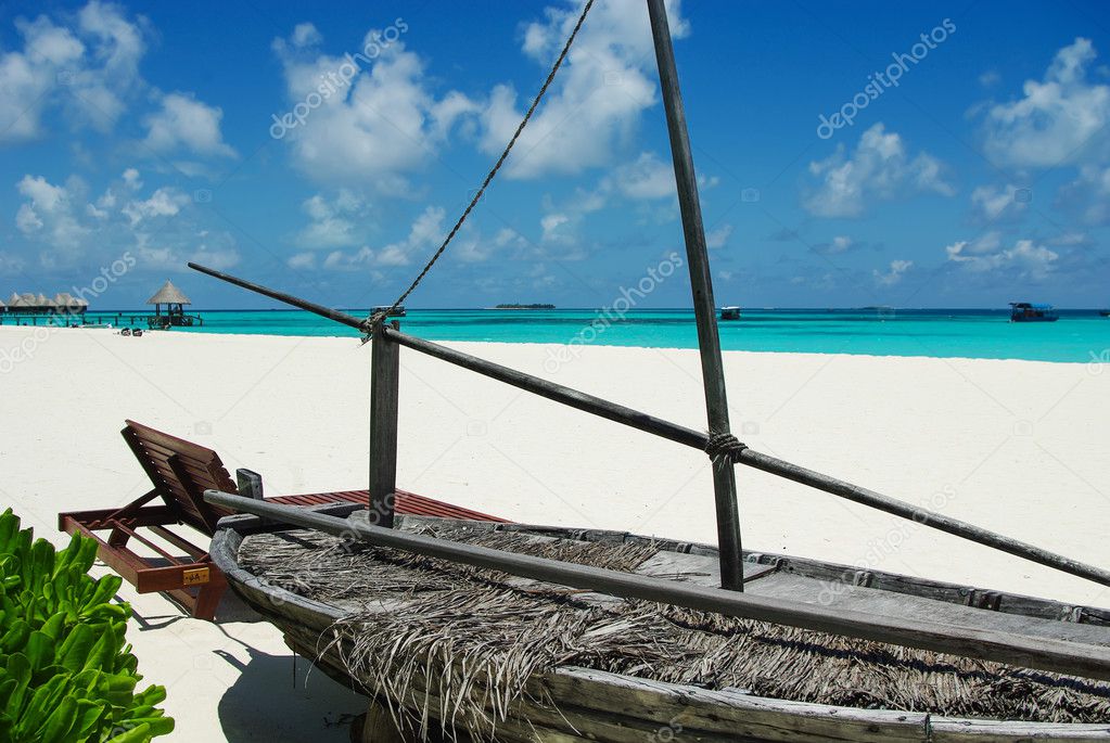 Tropical Maldivian island in Indian ocean 