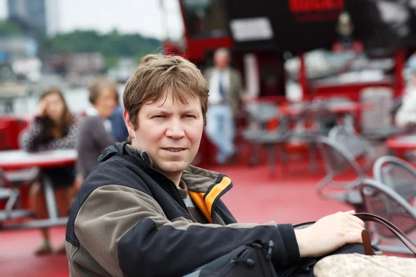 Beautyful young man on a ferry — Stock Photo, Image