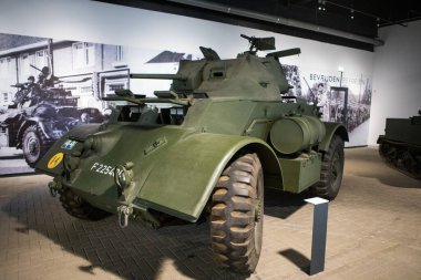 Overloon, Hollanda, 2 Nisan 2018 - Askeri araçlı Overloon Savaş Müzesi.