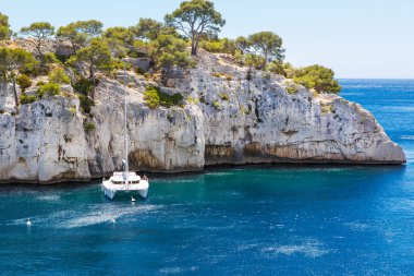 Calanques port iğnesi cassis, provence, Fransa