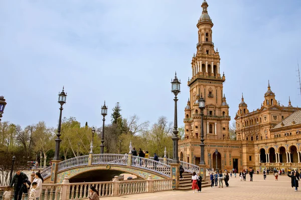 SEVILLE, ESPANHA - 18 de março de 2022: Beautiful Plaza de Espana, Sevilha, Espanha — Fotografia de Stock