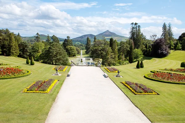 Powerscourt House at Powerscourt Garden. Panoramic view. Its one of leading tourism attractions in Enniskerry, Ireland — Stock Photo, Image