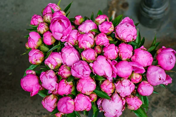 Peonies Flower Market Pink Flowers Sales Weekly Farmer Market — Stock Photo, Image