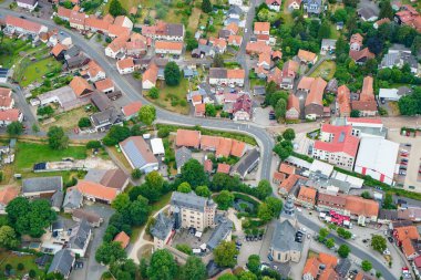 Alman köyü ya da kasabası yukarıdan. Üst Manzara. Peyzaj