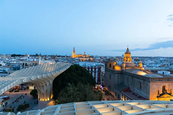 Widok Sewilli Metropol Parasol Setas Sevilla Najlepszy Widok Miasto Sewilla — Zdjęcie stockowe