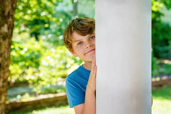 Portrait Preteen School Kid Boy Beautiful Happy Child Looking Camera — Stockfoto