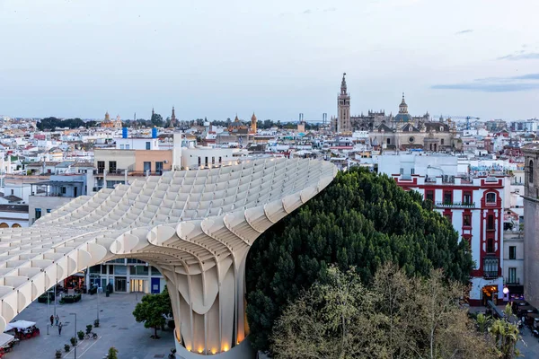 Widok Sewilli Metropol Parasol Setas Sevilla Najlepszy Widok Miasto Sewilla — Zdjęcie stockowe