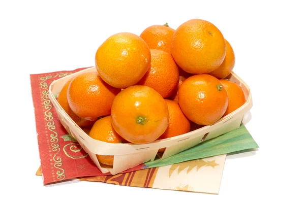 Mandarines de Noël sur le fond blanc — Photo