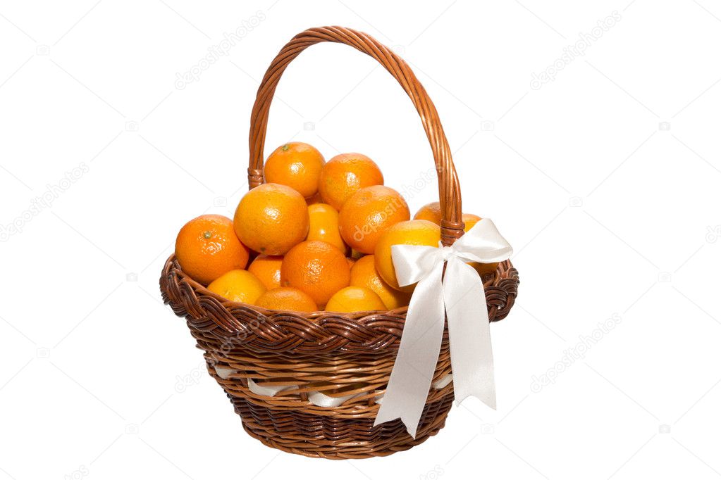 Christmas tangerines on the white background