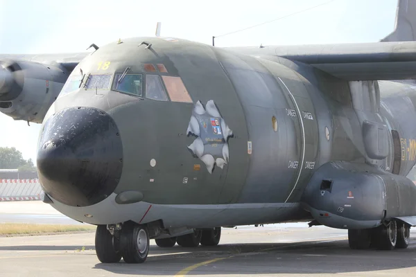 French military transport aircraft TRANSALL C160 arrival at Le Bourget Airport — Stock Photo, Image