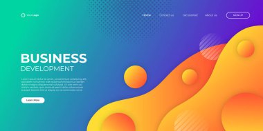 Modern şekil ve basit teknoloji konsepti ile iş inişi sayfası için soyut renkli arka plan. Şirket web tasarımı indirme sayfası blok vektör çizim şablonu.