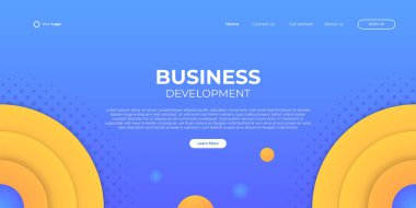 Modern şekilli ve basit teknoloji konseptli iş inişi sayfası için soyut mavi arka plan. Şirket web tasarımı indirme sayfası blok vektör çizim şablonu.