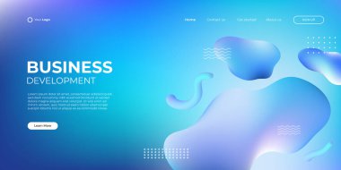 Modern şekilli ve basit teknoloji konseptli iş inişi sayfası için soyut mavi arka plan. Şirket web tasarımı indirme sayfası blok vektör çizim şablonu.