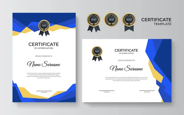 Moderne Elegante Diploma Certificaat Sjabloon Schoon Modern Certificaat Met Gouden — Stockvector