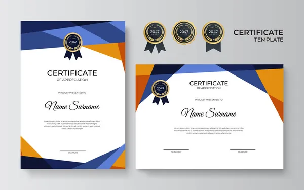 Modern Certifikatmall Med Abstrakt Geometrisk Dekoration Kontaktkort För Företag Kreativa — Stock vektor