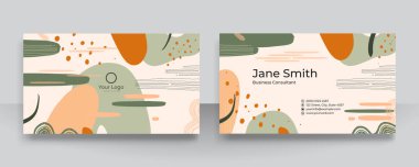 Kartvizit için soyut çiçekli organik şekiller. Çağdaş el çizimi vektör çizimi.