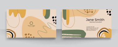 Kartvizit için soyut çiçekli organik şekiller. Çağdaş el çizimi vektör çizimi.