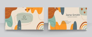 Kartvizit için soyut çiçekli organik şekiller. Çağdaş el çizimi vektör çizimi.