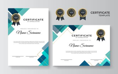 asgari mavi geometrik sertifika şablonu tasarımı