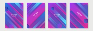 Soyut degrade geometrik kapak tasarımları, trendy broşür şablonları, renkli fütüristik posterler. Vektör çizim. Küresel renk örnekleri