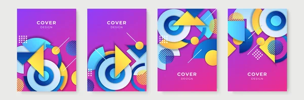 Abstrakte Gradienten Geometrische Coverdesigns Trendige Broschüren Vorlagen Bunte Futuristische Poster — Stockvektor