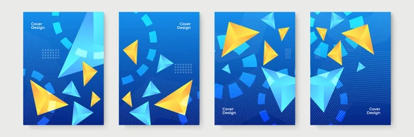 Abstrakte Geometrische Coverdesigns Trendige Broschüren Vorlagen Farbenfrohe Futuristische Poster Vektorillustration — Stockvektor