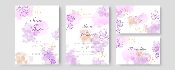 Luxury Wedding Invitation Card Vector Invite Cover Design Watercolor Blush — Stock Vector