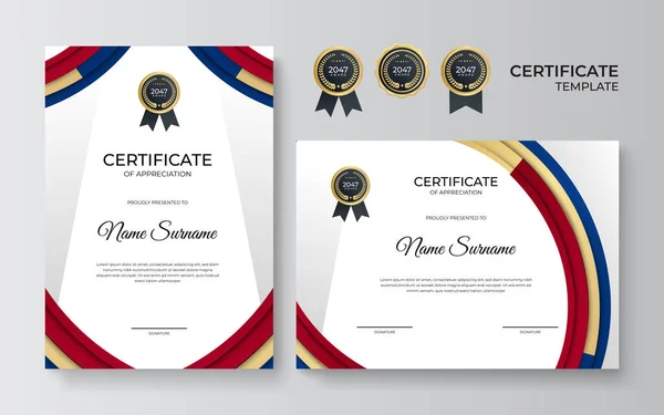 Professionele Certificaat Sjabloon Premium Stijl Certificaat Van Waardering Sjabloon Met — Stockvector