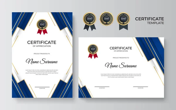 Profesjonalny Szablon Certyfikatu Stylu Premium Wzór Świadectwa Uznania Złotym Elementem — Wektor stockowy