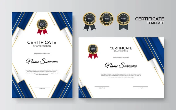 Professionele Certificaat Sjabloon Premium Stijl Certificaat Van Waardering Sjabloon Met — Stockvector