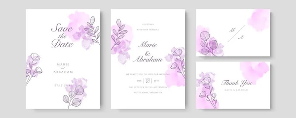 Luxury Wedding Invitation Card Vector Invite Cover Design Watercolor Blush — Stock Vector