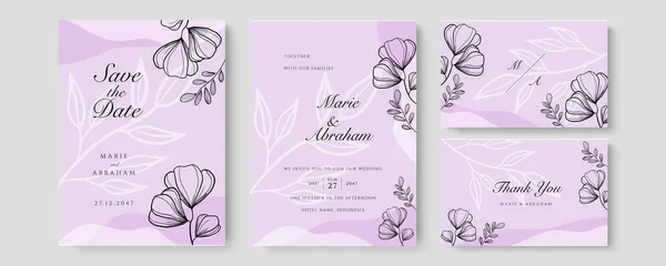 Watercolor Wedding Set Set Card Leaves Golden Geometric Frame Design — Stock Vector