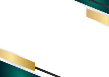 Sertifika arka planı. Yeşil ve altın soyut geometrik arkaplan gradyan renk sertifikası şablonu. Swoosh zarif fütürist grafik parlak elementli modern eğri