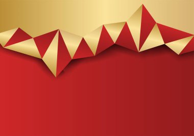 Altın ve kırmızı soyut arka plan. Altın geometrik şekilli modern kırmızı arka plan. Modern şablon tasarımı hakkındaki illüstrasyon tatlı ve zarif bir duygu için