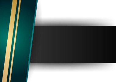 Sertifika arka planı. Yeşil ve altın soyut geometrik arkaplan gradyan renk sertifikası şablonu. Swoosh zarif fütürist grafik parlak elementli modern eğri