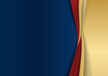 Soyut şablon, altın ve kırmızı geometrik şekilli koyu mavi prim arka plan elementleri. Sunum arkaplanı, sertifika, kartvizit, afiş, el ilanı ve daha fazlası için takım elbise