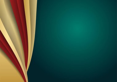 Soyut lüks koyu yeşil üst üste katman altın ve kırmızı şekilli süsleme elementleri. Sunum arkaplanı, afiş, web iniş sayfası, ui, mobil uygulama, editoryal tasarım, broşür, pankart