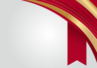 Geometrik üçgen şekilli ve çizgi altın elementli zarif soyut kırmızı arkaplan. Gerçekçi lüks kağıt 3 boyutlu modern konsepti kesiyor. Tasarım için vektör illüstrasyonu