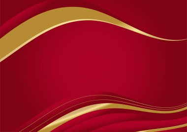 Geometrik üçgen şekilli ve çizgi altın elementli zarif soyut kırmızı arkaplan. Gerçekçi lüks kağıt 3 boyutlu modern konsepti kesiyor. Tasarım için vektör illüstrasyonu