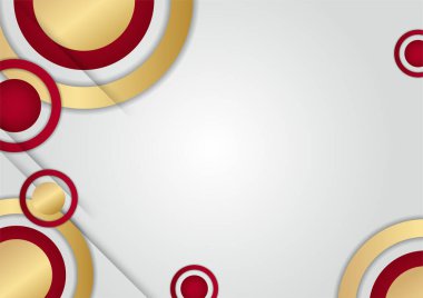 Geometrik üçgen şekilli ve çizgi altın elementli zarif soyut kırmızı arkaplan. Gerçekçi lüks kağıt 3 boyutlu modern konsepti kesiyor. Tasarım için vektör illüstrasyonu