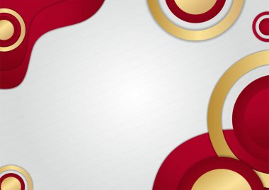 Geometrik üçgen şekilli ve çizgi altın elementli zarif soyut kırmızı arkaplan. Gerçekçi lüks kağıt 3 boyutlu modern konsepti kesiyor. Tasarım için vektör illüstrasyonu