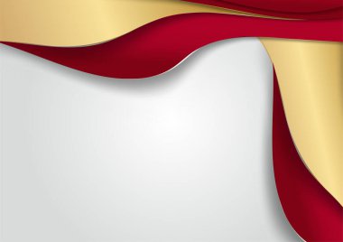 Geometrik üçgen şekilli ve çizgi altın elementli zarif soyut kırmızı arkaplan. Gerçekçi lüks kağıt 3 boyutlu modern konsepti kesiyor. Tasarım için vektör illüstrasyonu