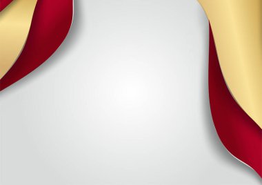 Geometrik üçgen şekilli ve çizgi altın elementli zarif soyut kırmızı arkaplan. Gerçekçi lüks kağıt 3 boyutlu modern konsepti kesiyor. Tasarım için vektör illüstrasyonu