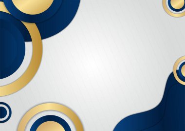 Gri arkaplandaki lüks koyu mavi ve altın soyut geometrik şekiller. Sunum arkaplanı, sertifika, kartvizit, afiş, uçucu ve daha fazlası için modern vektör tasarım şablonu